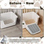 Cat Ramp for Litter Box, Anti-Tracking Cat Litter Trapper, Grey | Litter Box Step for Kittens & Senior Cats, 0.2-in Filter Holes, Non-Slip Base, Easy-Rinse ABS, Fits Most Litter Boxes