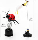 Playology Cat Toys | Limited Edition Toys - Suction Cup Springbird with Feathers & Pop-Up Ladybug Treater | Interactive Fun for Indoor Cats