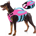 Large Dog Life Jacket, XL Dog Life Vest for Swimming, Reflective Pet Lifejacket Swim Vest with Rescue Handle, Adjustable High Buoyancy Pet Safety Lifesaver for Pool Boating, Hot Pink XL