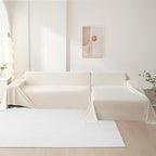 Couch Cover for 3 Cushion Sofa Washable, Cat Scratch Proof Sofa Covers, Furniture Protector L Shape Sofa Slipcovers Soft Sectional Couch Covers for Dogs, 71" x 134", Creamy White