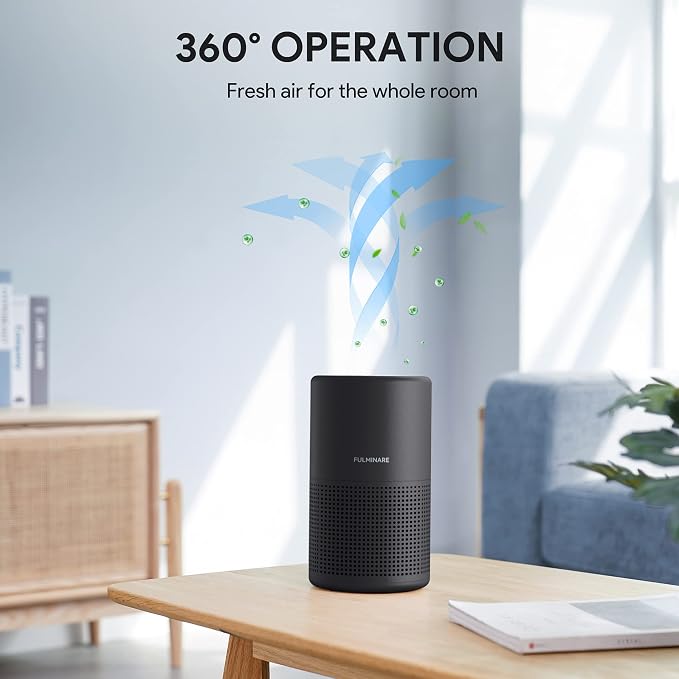 Air Purifiers for Bedroom, FULMINARE H13 True HEPA Filter (Black 2 Pack) | Remove Pet Hair, Smoke, Odors，Quiet Air Cleaner With Night Light, Portable Small Air Purifier for Home, Office, Living Room