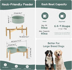 Havniva Elevated Dog Bowls Ceramic Dog Bowls with Stand, Dog Food Bowl | 8.3” Raised Dog Bowls with Non-Slip Wood Stand, Dog Food and Water Bowl Set, Double Dog Feeding Bowls for Large Dogs