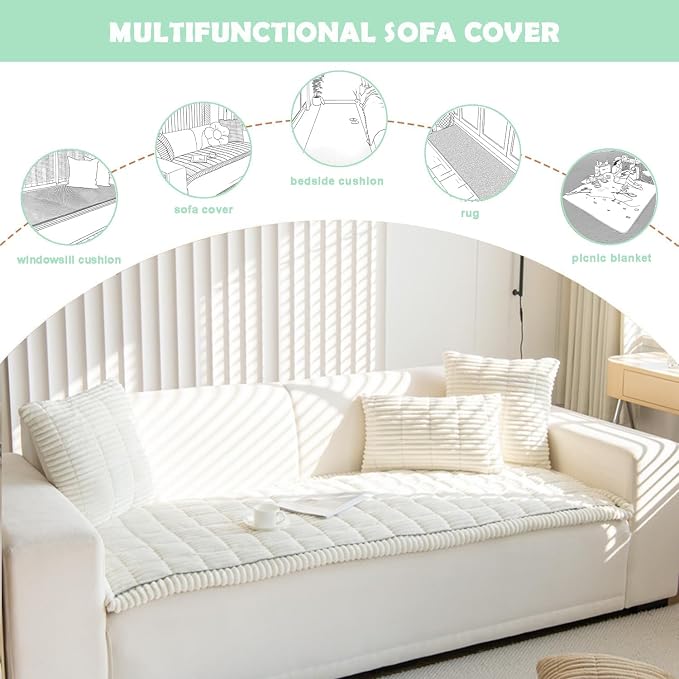 ZQFFB Couch Cover for Dogs Washable Non-Slip Pet Friendly Sofa Protector | Multiple Sizes Dog Blanket Fit Sectional Sofas & Loveseats, Prevents Pet Hair, Scratches & Stains