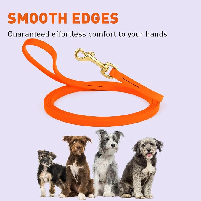 Viper Biothane K9 Working Dog Leash Waterproof Lead for Tracking Training Schutzhund Odor-Proof Long Line with Solid Brass Snap for Puppy Medium and Large Dogs, 15ft Hunter Orange