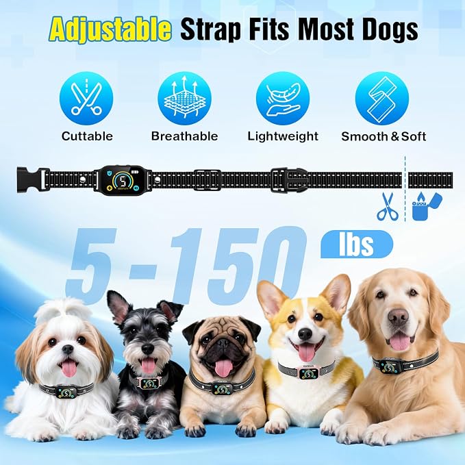 2 Pack Bark Collar, Smart Dog Bark Collar for Large Medium Small Dogs, Rechargeable Ultra-Light Training Collar with Beep Vibration, Anti Barking Device with 5-Level Sensitivity (Blackpink)