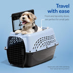 Petmate Dog Crates for Small Dogs & Cat Carriers, Two-Door Plastic Pet Kennel, Top & Front Loading, Made in USA, 24", Blue | Plastic pet kennel made in USA, for small pups and kittens, dual entry design, great for travel and vet trips, easy access