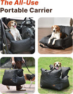 PET MARVEL Dog Car Seat for Small Dogs Up to 25 lbs, Pet Booster Seat & Travel Carrier with Safety Leash and Thick Cushion, Fully Detachable Washable Pet Bag with Storage Pocket, Portable, Black