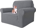 MAXIJIN Stretch Chair Cover Chair Slipcovers with Arms, 1-Piece Couch Sofa Chair Covers for Living Room, Non Slip Armchair Cover (31"-46") Furniture Protector Dogs Pet Friendly (Chair, Light Grey)