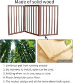 Dog Gate Indoor, Freestanding Dog Fence for The House, Doorways, Hallways,or Stairs,Pet Gate Foldable Wooden,Expandable 32" Height 3 Panels,Brown