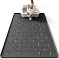 Bulkniu Silicone Cat Litter Mat, 22"x34", Raised Edge Waterproof, Black | Litter Trapping & Recycling, Easy to Clean, Non-Slip, Durable Safe & Odorless, Paw Friendly