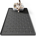 Bulkniu Silicone Cat Litter Mat, 22"x34", Raised Edge Waterproof, Black | Litter Trapping & Recycling, Easy to Clean, Non-Slip, Durable Safe & Odorless, Paw Friendly