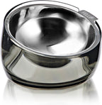 Felli Pet Oblik Acrylic Raised Dog Food Water Bowl Stainless Steel Slanted Oval Dish for Short Leg Puppy & Small Medium Pet, Elevated Tilted Metal Feeder (Smoky, 1.5 Cups Oval Dish)