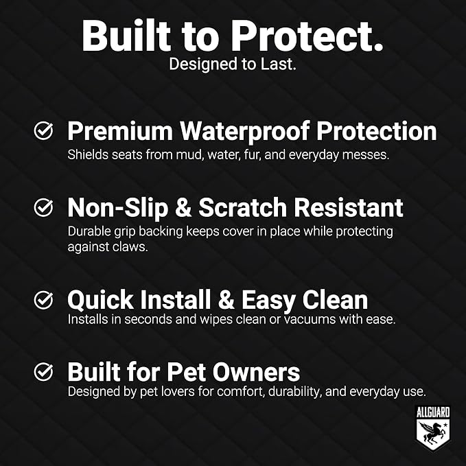 Dog Car Seat Cover for Back Seat, Waterproof, Scratchproof, Nonslip, Dog Hammock for Car, Safety Harness Included, Seat Covers for Pet Dogs, Truck & SUV Size (Black/Blue)