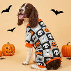KYEESE Dog Halloween Pajamas Velvet Onesie Checkered Pumpkin Ghost Print | Cozy Halloween Outfit, Great for Halloween Photos, 4-Way Stretch, Lightweight & Breathable, Gentle on Sensitive Skin