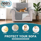 Turquoize 100% Waterproof Couch Cover Sofa Covers for 1 Cushion Couch Chair Covers Triple Non-Slip Washable Furniture Protector Cover for Pets, Kids, Dog (Chair 23", Light Gray)
