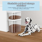 12 lbs Airtight Dog Cat Food Storage Container and Dog Treat Containers BPA-Free, PET Clear Stackable Pet Storage Bin, 1-Cup Scoop, 1-Sponge cleaning brush, Pop Top, With handle, Easy Mobility-large