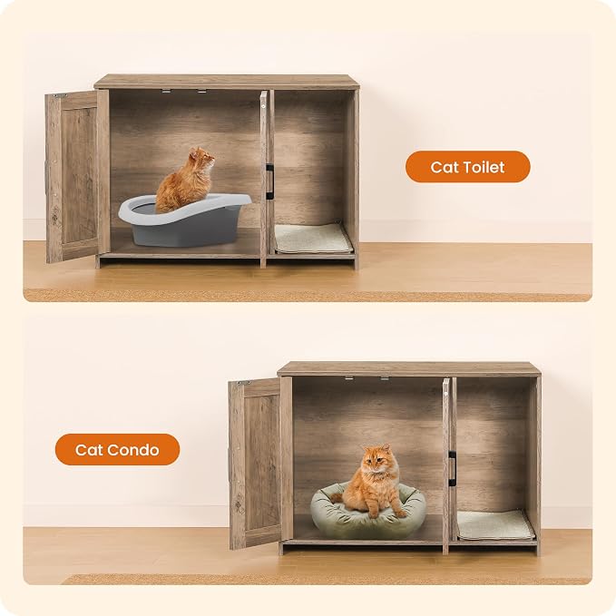 Dwanton Litter Box Enclosure, Wooden Cat Washroom Indoor, 27.6", 107GG