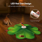 FEELNEEDY Rechargeable Cat Toys, 2 in 1 Hide and Seek Game Interactive Cat Toy, Movable LED Red Dot, Moving Concealed Feathers, Durable Exercise Toys for Indoor Cats, Bored Adult Cats Wand Toy