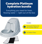 PetSafe Drinkwell Platinum Cat Fountain, Includes 3 Carbon Filters | 168 Oz Capacity, Falling Stream Encourages Drinking, Adjustable Flow, Top-Shelf Dishwasher Safe, 3 Filters Included