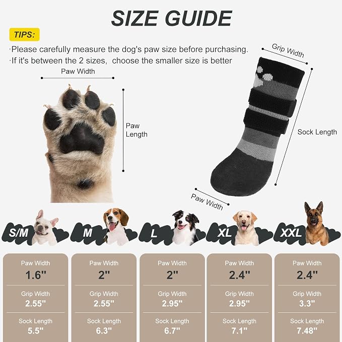 BEAUTYZOO Dog Shoes for Hot Pavement, Waterproof Dog Socks to Prevent Licking Paws & Hardwood Floors, Dog Booties Paw Protectors with Adjustable Straps & Non-Slip Sole, Small Medium Large Dogs Boots
