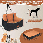 Vivifying Dog Car Seat for Back Seat, Booster Travel Bed for Medium Large Dogs or 2 Small Dogs, 4" Raised Foam Cushion, Safety Leash & Washable Cover, Soft Dog Booster Seat for Cars, Trucks & SUVs