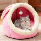 Cat Beds for Indoor Cats - Rabbit-Shaped Large Cute Cat Cave Bed,Pink XL | 17.7''Calming cat Tent house for large Cats & Small Dog,Soft Warm Plush&Removable Cushioned Pad,Machine Washable,cat Hideaway
