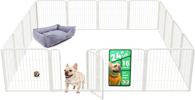 FXW Homeplus Indoor Dog Playpen, 24" H, 16 Panels, for Puppies & Small Dogs | Stress-free play, Heavy-duty, Semi-open design, Easy setup, Threshold-free gate, Expandable, Patented