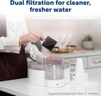 PetSafe Outlast Pumpless Cat Water Fountain, 60 oz/1.7L, Dishwasher Safe | Pumpless HydroSpin Design Circulates 60 Oz Water, Ion-x Carbon/Ion-Exchange Filter, Smart Sensors Slow Flow at Night