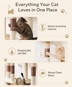 71 Inch Cat Trees for Large Cats, Heavy Duty Cat Tree Tower | Cat Condos for Indoor Cats Large Adult with Cat Scratching Post & 2 Condos, 9 Sisal Posts & Hammock, Beige