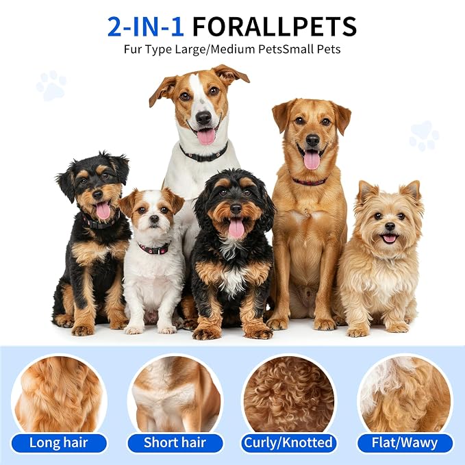 Pet Dematting Comb, 9+17 Tooth Rake with 2 Finger Toothbrushes | 9+17 tooth comb | 2 finger toothbrushes | 2 storage cases | dogs and cats