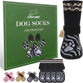 EXPAWLORER Dog Socks for Hot Pavement to Prevent Licking Paws, Non-Slip Dog Grippy Booties Shoes for Hardwood Floors, Traction Control Boots & Paw Protectors for Small Medium Large Senior Dogs Black S