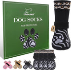 EXPAWLORER Dog Socks for Hot Pavement to Prevent Licking Paws, Non-Slip Dog Grippy Booties Shoes for Hardwood Floors, Traction Control Boots & Paw Protectors for Small Medium Large Senior Dogs Black S