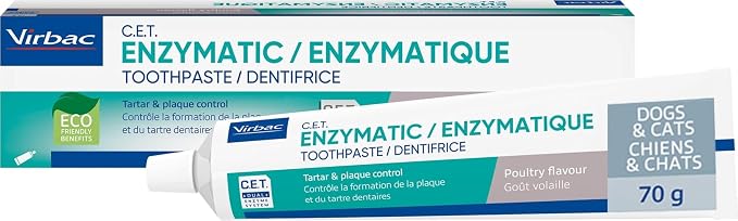 C.E.T. Enzymatic Toothpaste for Dogs and Cats, Poultry, 2.5oz | Plaque and tartar control for fresh breath, pet dental care toothpaste, Dual enzyme system, poultry flavored toothpaste