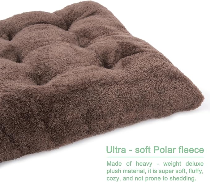 POMIU 2-Pack Washable Dog Bed, Deluxe Plush Crate Beds with Anti-Slip, Machine Washable Kennel Pad Sleeping Mat for Large, Medium and Small Dogs (2 Pack x Coffee, 35.0" L x 23.0" W x 3.0" Th)