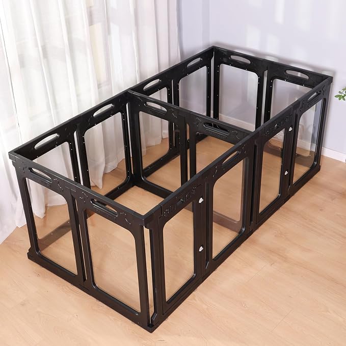 Clear Dog Playpen Extension Panels, 2 Pack, Height 24 inch, Black