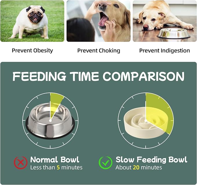 Havniva Slow Feeder Dog Bowls, Ceramic Dog Bowl Slow Feeder for Fast Eater | 0.9 Cups Puzzle Dog Food Bowl, Slow Feeding Bowls for Small Breed, Non-Slip Rubber Base, Anti-Choking