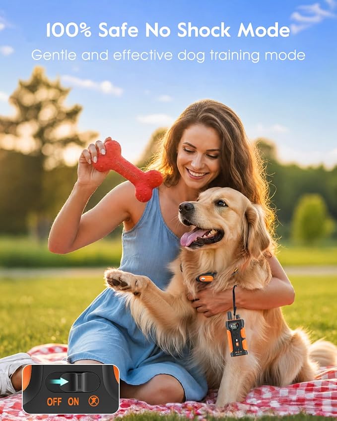 SLOPEHILL Dog Shock Collar,4200FT Dog Training Collar with Remote,Orange | IP68 Waterproof e Collar with Beep,Vibration,Safe Shock,Light,No Shock Mode,Shock Collar for Small Medium Large Dog 8-140lbs