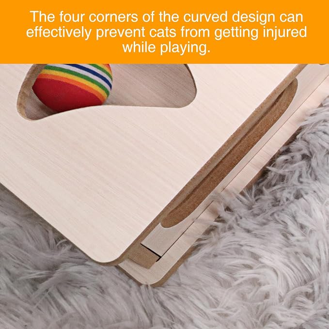 Natural Wood Cat Interactive Box Puzzle Hunting Exercise Toy