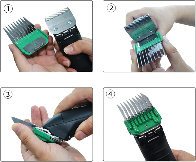 Professional Animal Stainless Steel Attachment 9 Color Guide Comb Set,Compatible with Andis, Oster A5, Wahl KM Series Clipper Detachable Blade Pet, Dog, Cat, and Horse Clippers