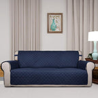 PureFit Reversible Quilted Sofa Cover, Water Resistant Slipcover Furniture Protector, Washable Couch Cover with Non Slip Foam and Elastic Straps for Kids, Dogs, Pets (Sofa, Navy/Ivory) Large | Navy/Ivory, Water Resistant Couch Protector, Washable Pet C...