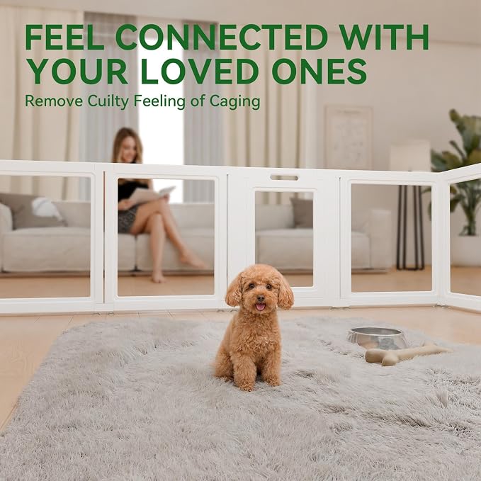 EVERFRONT Clear Acrylic Dog Playpen - Clear Dog Play Pen - Easy Assemble Acrylic Dog Playpen - Puppy Playpen, Cat Playpen, Small Animal Playpen, Dog Play Pen Indoors(30", 12-Pack 2-Room)