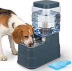 Auto Dog Water Dispenser with Stainless Steel Bowl Feeder for Pets | Automatic Cat Water Dispenser Gravity Water Feeder Dog Waterer for Puppy Kitten Pets (Include Filter &Ice Pack) 1.6Gal Navy