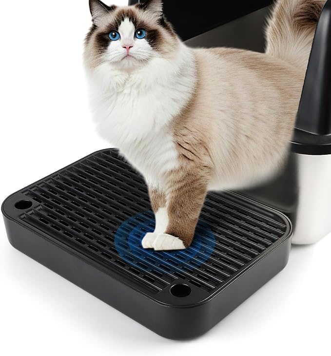 Cat Litter Box Step, Litter Box Ramp Catcher with Filter Function, Black | Litter Box Ramp for Kittens & Old Cats, Washable, Anti-Tracking, Non-Slip Litter Catcher, Easy to Clean