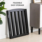 ZJSF Foldable Freestanding Indoor Dog Gate for House Wood Long Pet Gates Dog Fence for Stairs Puppy Gates for Hallways, Puppy Gate,Support Feet Included, Black, 32 "Height-2 Panels