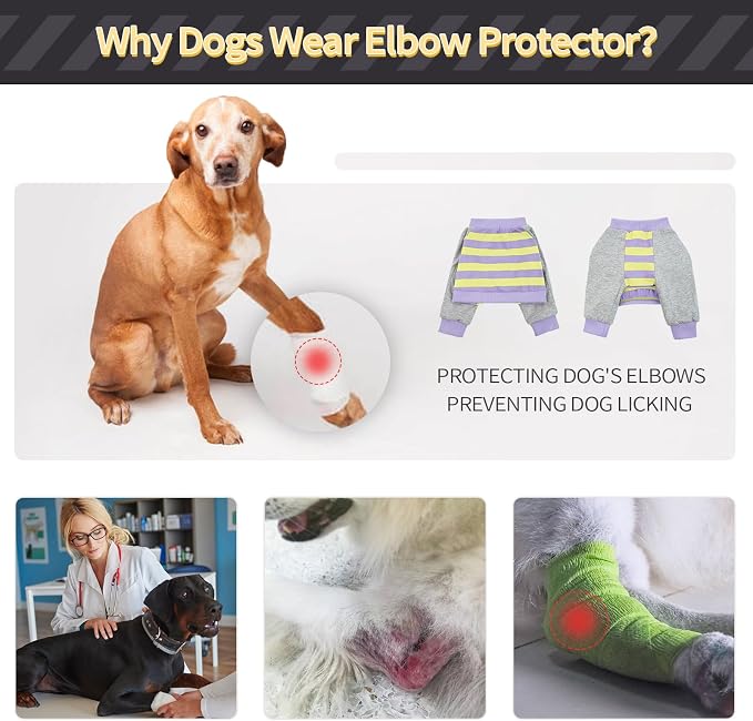 FUAMEY Dog Recovery Sleeve with Elbow Protector,Purple Stripes XL | Stop Licking Joints, Alternative to E-Collar, Long Sleeve Suit, Protecting Dog's Front Leg Arm Wounds, Cover Skin Conditions