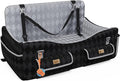 Dog Car Seat for Medium/Large Dogs up to 55lbs, 4-Pocket Storage Memory Foam Dog Booster Seat, Detachable Washable Pet Car Seat with Safety Belt, Outdoor & Indoor Use (Blue/Grey)