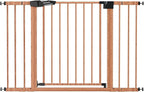 Babelio Pressure Mounted Baby Gate for Stairs, 29-48" Wide Dog Gate Indoor | Triple-lock system; Auto-close; 200N impact tested; Easy install for Doorways, Kitchen, Hallway, Brown Wood Pattern
