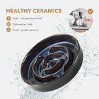 Havniva Raised Slow Feeder Dog Bowls, Elevated Dog Bowls Slow Feeder | 1.6 Cups Ceramic Dog Bowl Elevated with Acacia Wood Stand, Raised Dog Food Bowl, Puzzle Slow Feeder for Medium Dogs, Non-Slip