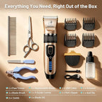 Dog Clippers for Grooming,Dog Grooming Kit for Heavy Thick Hair&Coats | <60dB quiet,Rechargeable Cordless,4H Runtime,4 Guide Combs,2in1 Wide & Narrow Blades,Pet Shaver for Matted Fur