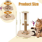 4-in-1 Wider Cat Scratching Post for Large Cats, Cat Tower for Indoor Cats | Wooden Cat Scratcher Toy w/ 2-Level Track, 8 Balls, 2 Sisal Balls & 2 Wand Toys; Stable Indoor Activity Center for All Ages